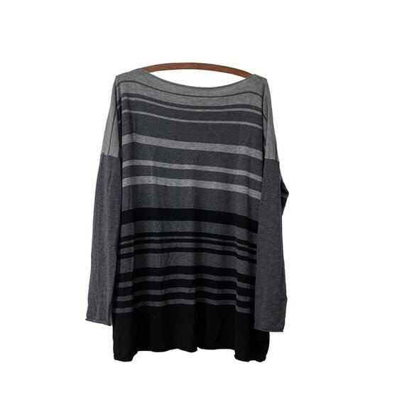 Vince Womens Gray Black Striped Merino Wool Blend Oversized Sweater Size Medium - Picture 7 of 7